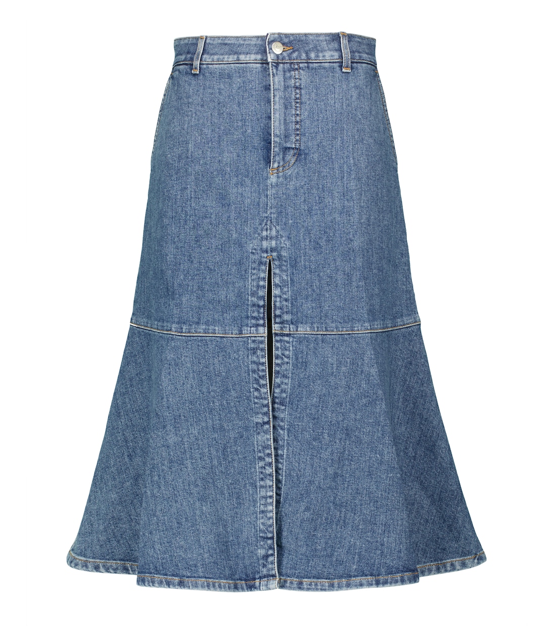 Falda midi flared de algodón elástico | Stella McCartney