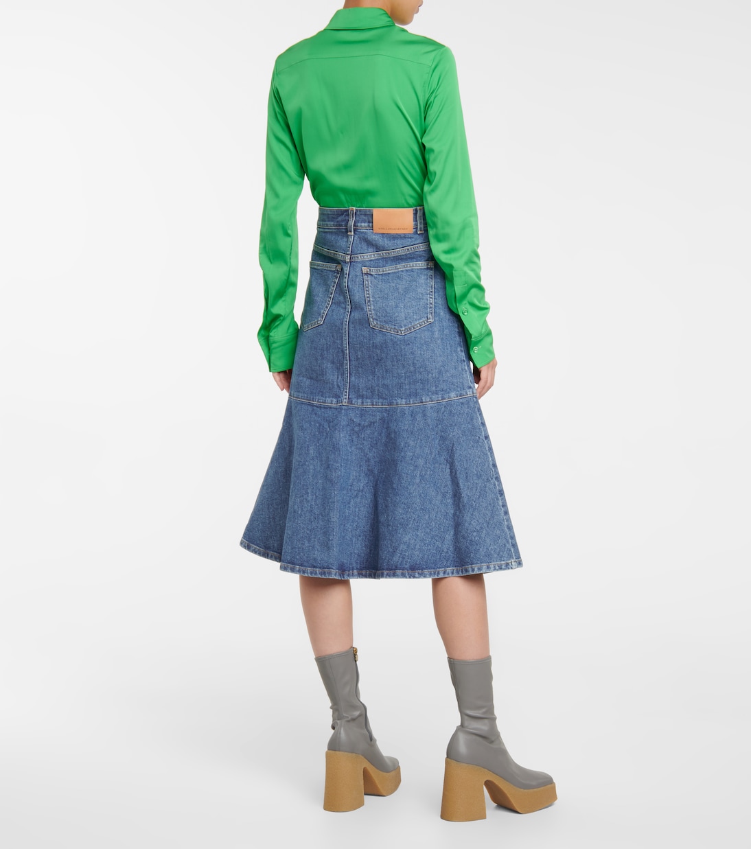 Falda midi flared de algodón elástico | Stella McCartney