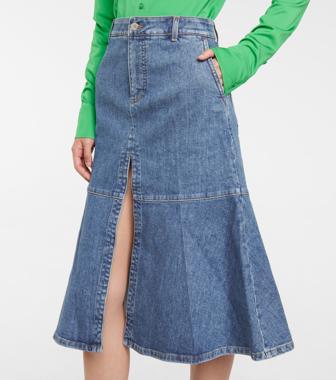 Falda midi flared de algodón elástico | Stella McCartney