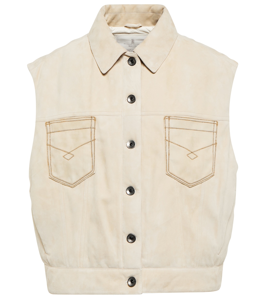 Gilet imbottito in suede | Brunello Cucinelli