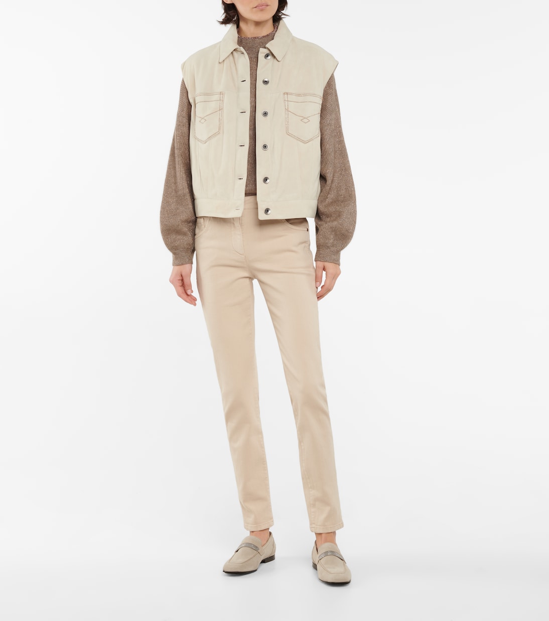 Gilet imbottito in suede | Brunello Cucinelli