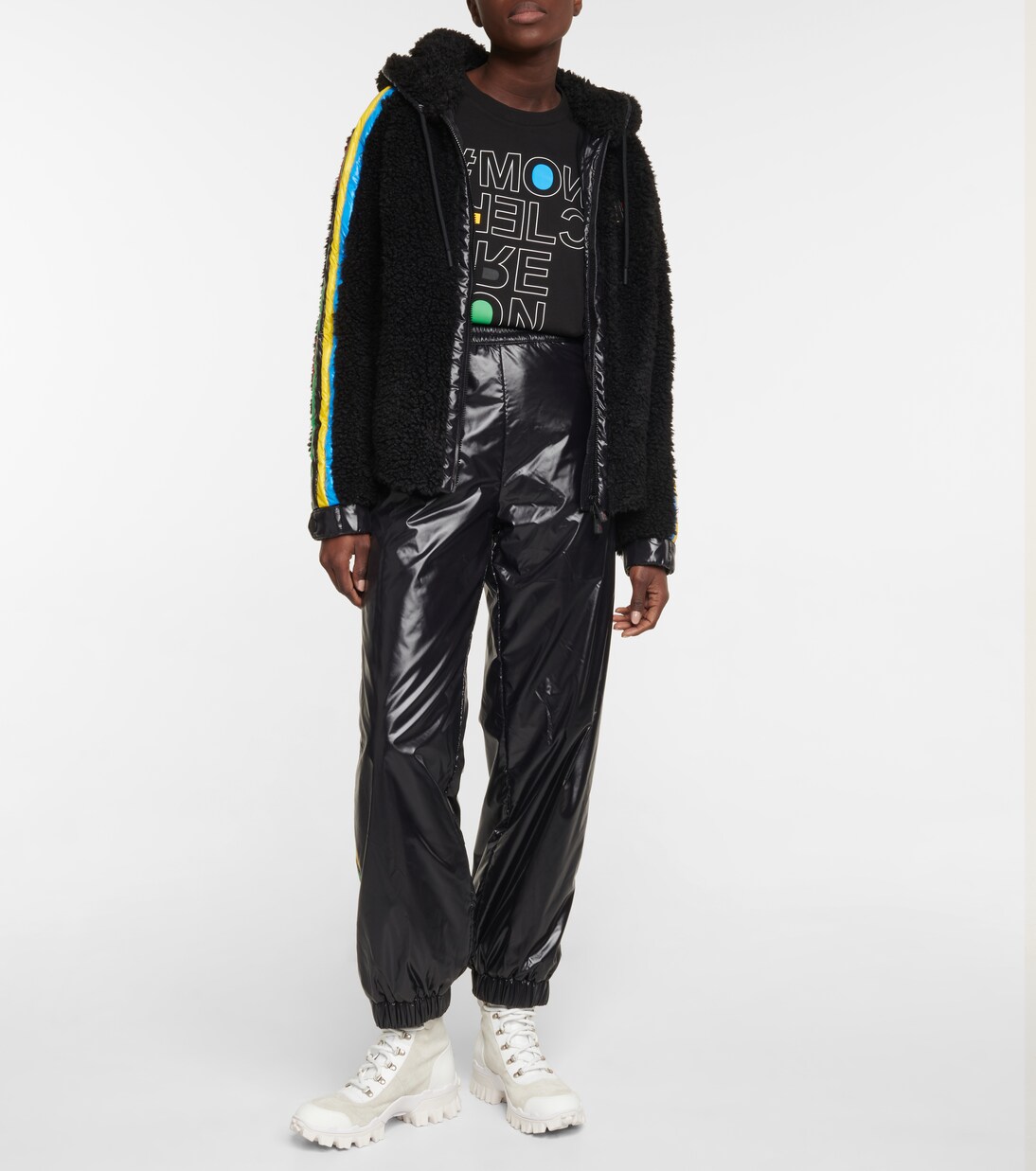Logo striped faux fur jacket | Moncler Grenoble