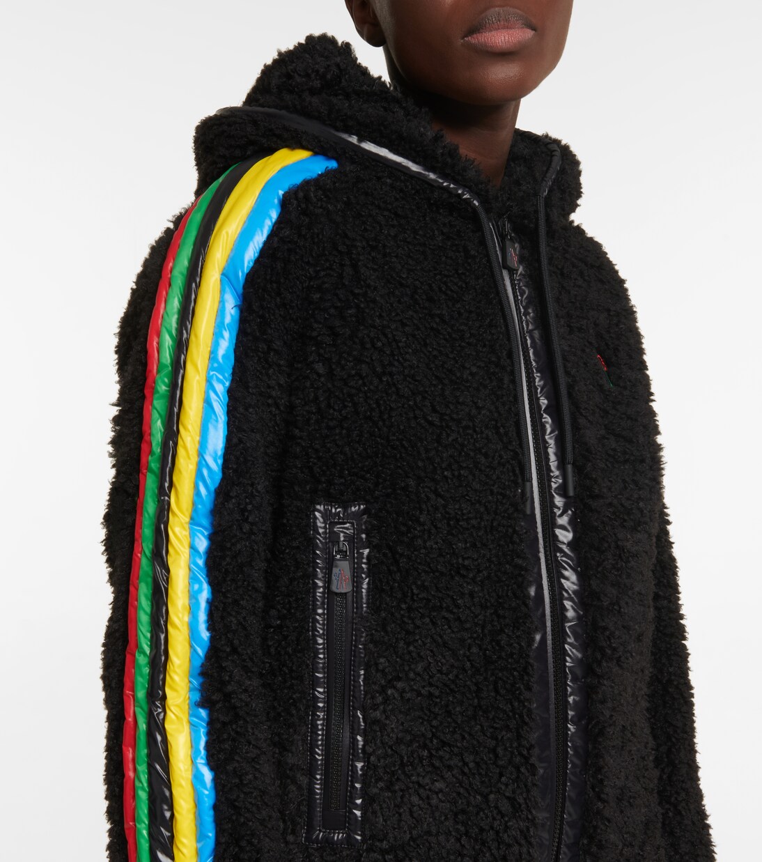 Logo striped faux fur jacket | Moncler Grenoble