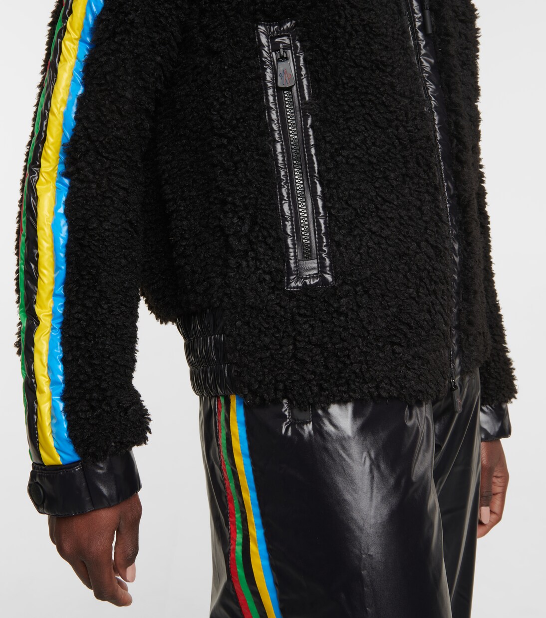 Logo striped faux fur jacket | Moncler Grenoble