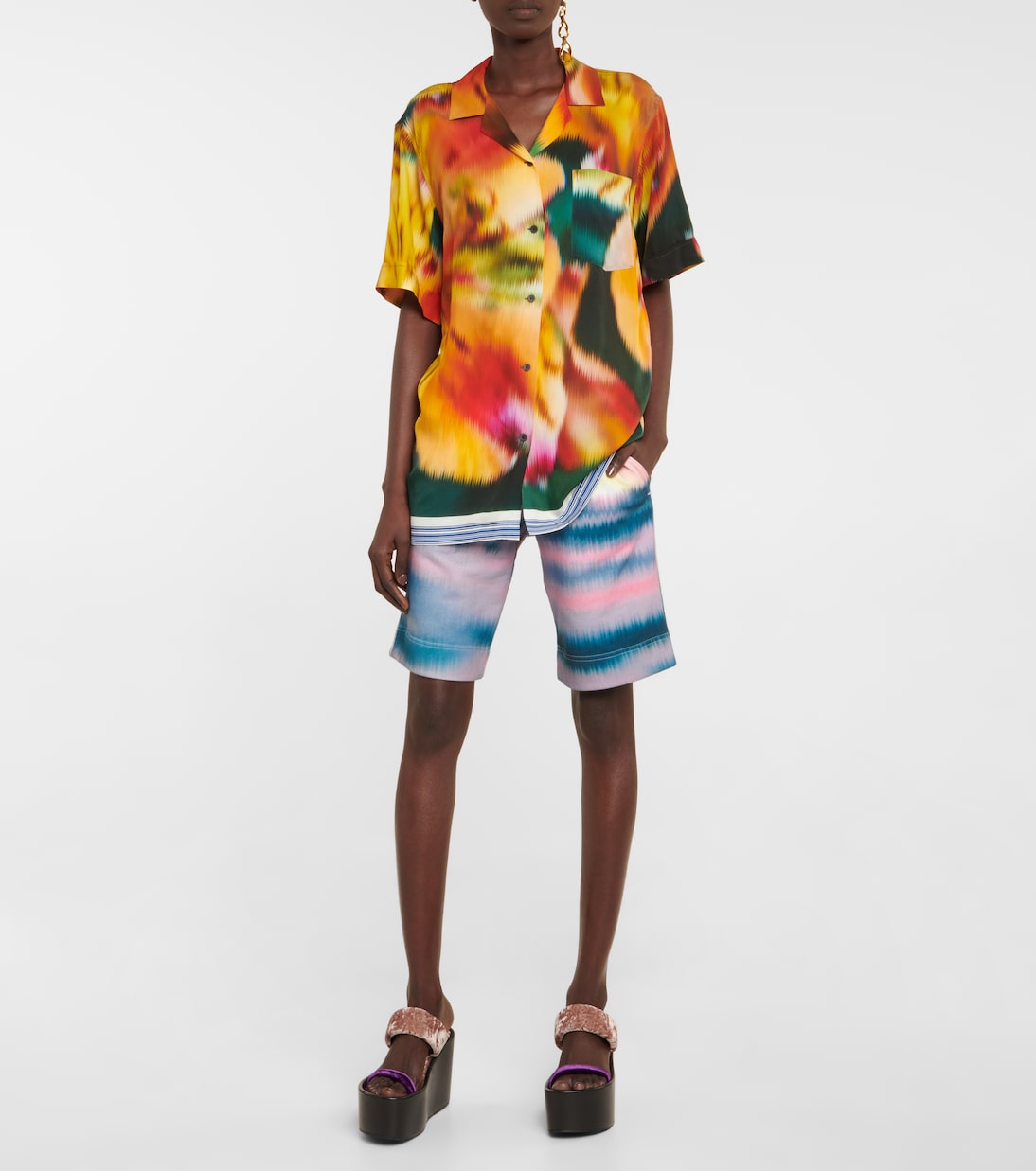 Shorts in jersey di cotone con stampa | Dries Van Noten