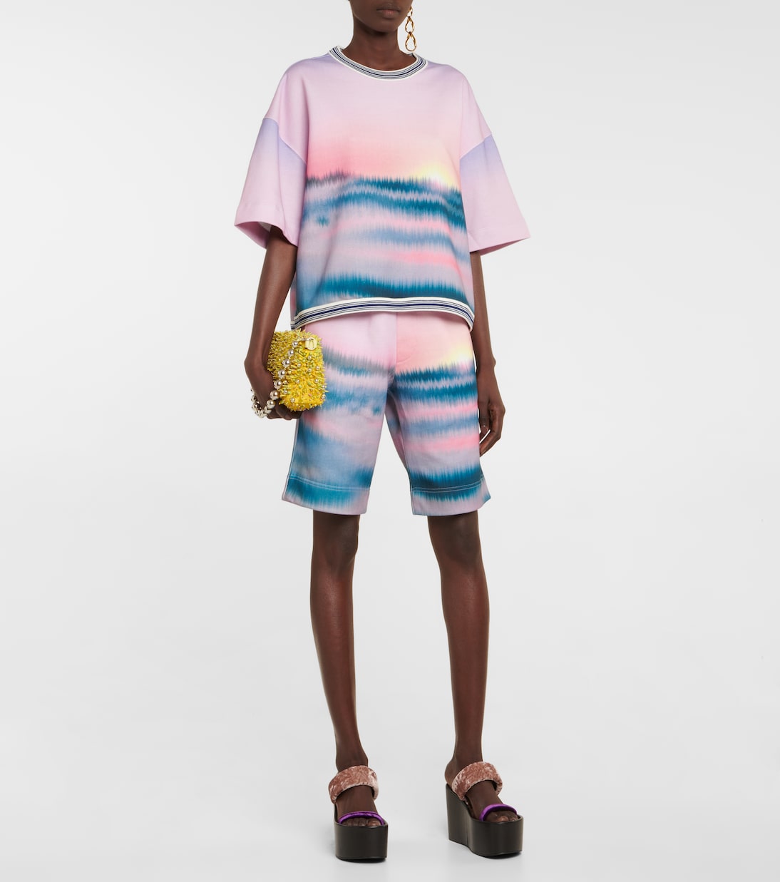 Shorts in jersey di cotone con stampa | Dries Van Noten