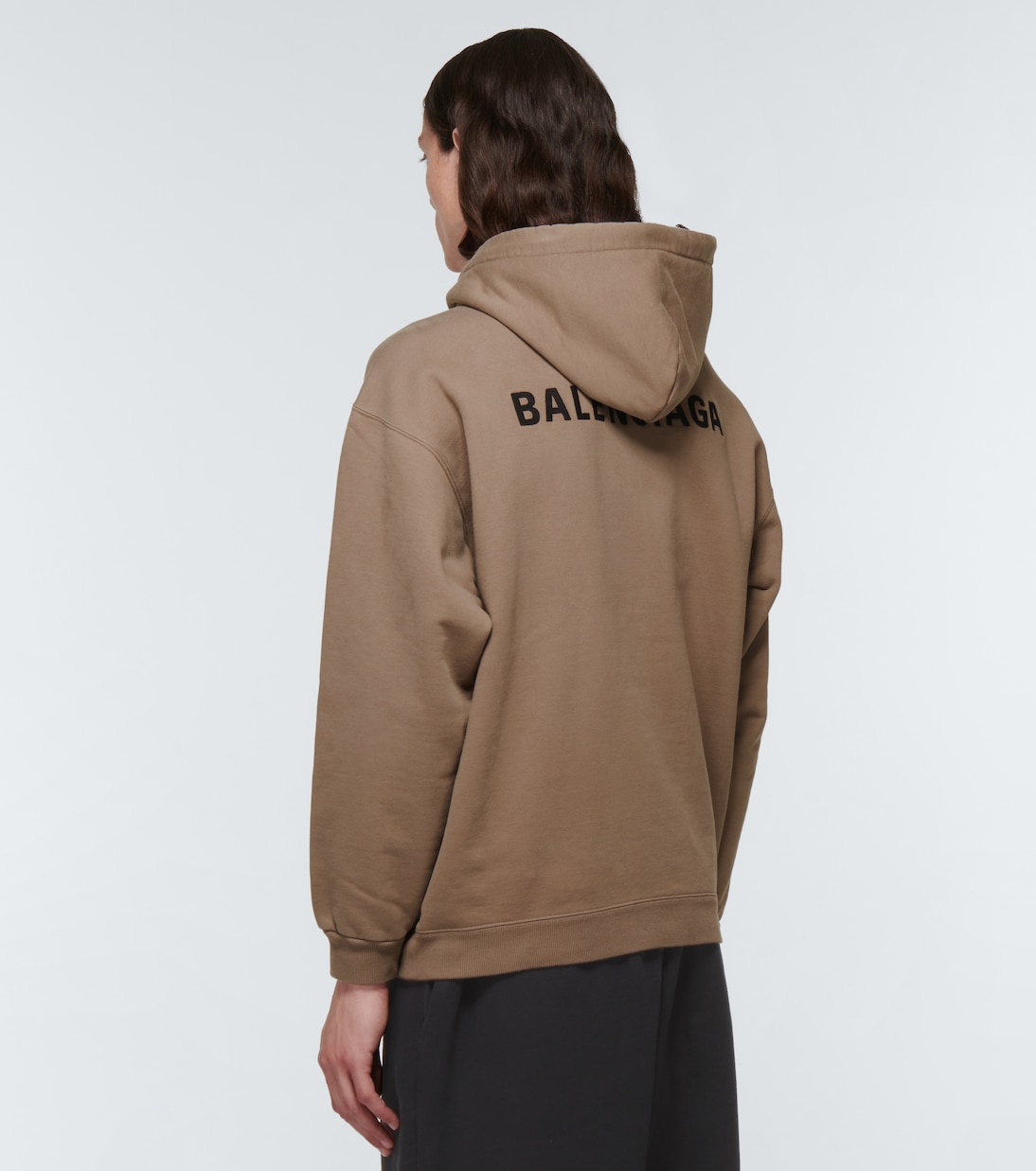 Logo cotton hoodie in beige Balenciaga Mytheresa