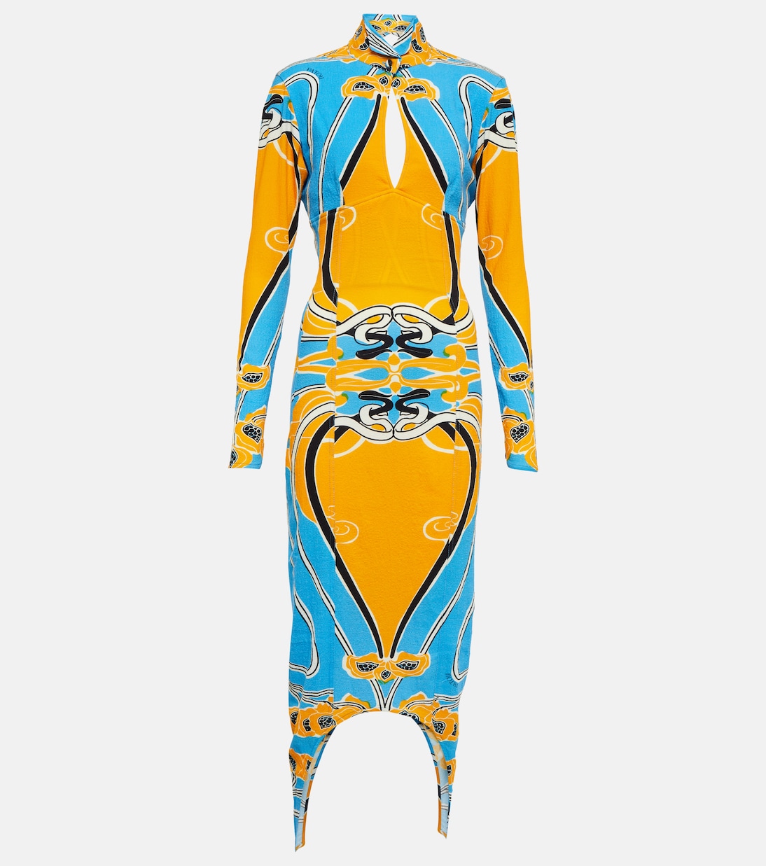 Printed cutout cotton-blend midi dress | Patou