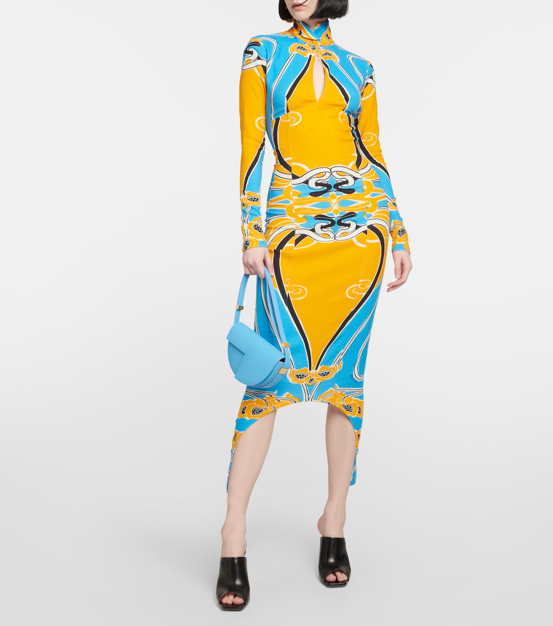 Printed cutout cotton-blend midi dress | Patou