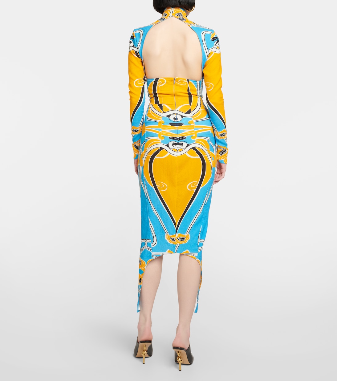 Printed cutout cotton-blend midi dress | Patou
