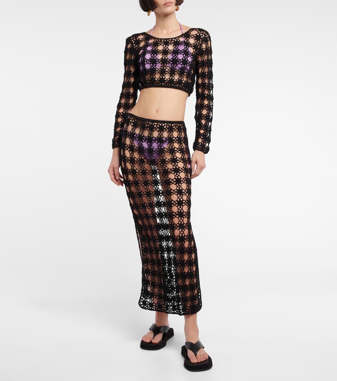 Open-knit cotton cropped top | Anna Kosturova