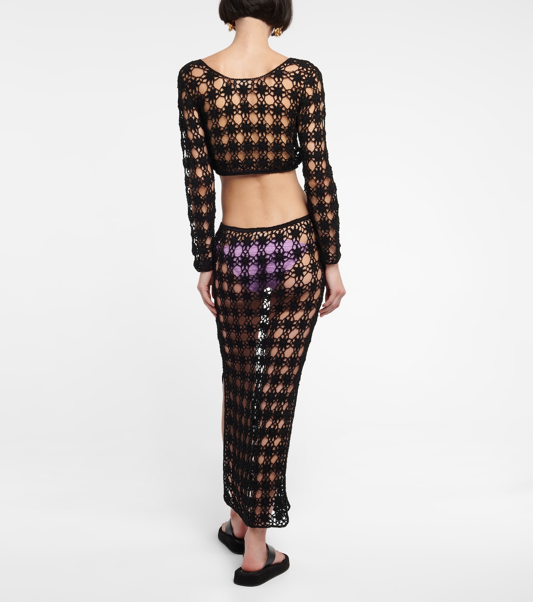 Open-knit cotton cropped top | Anna Kosturova
