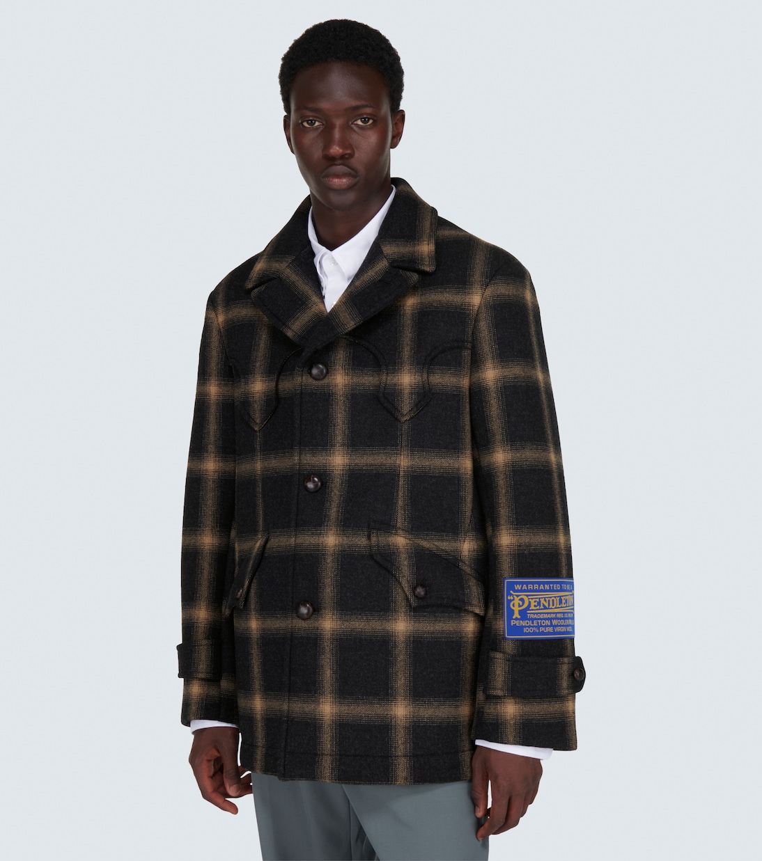 x Pendleton checked wool coat in black Maison Margiela Mytheresa