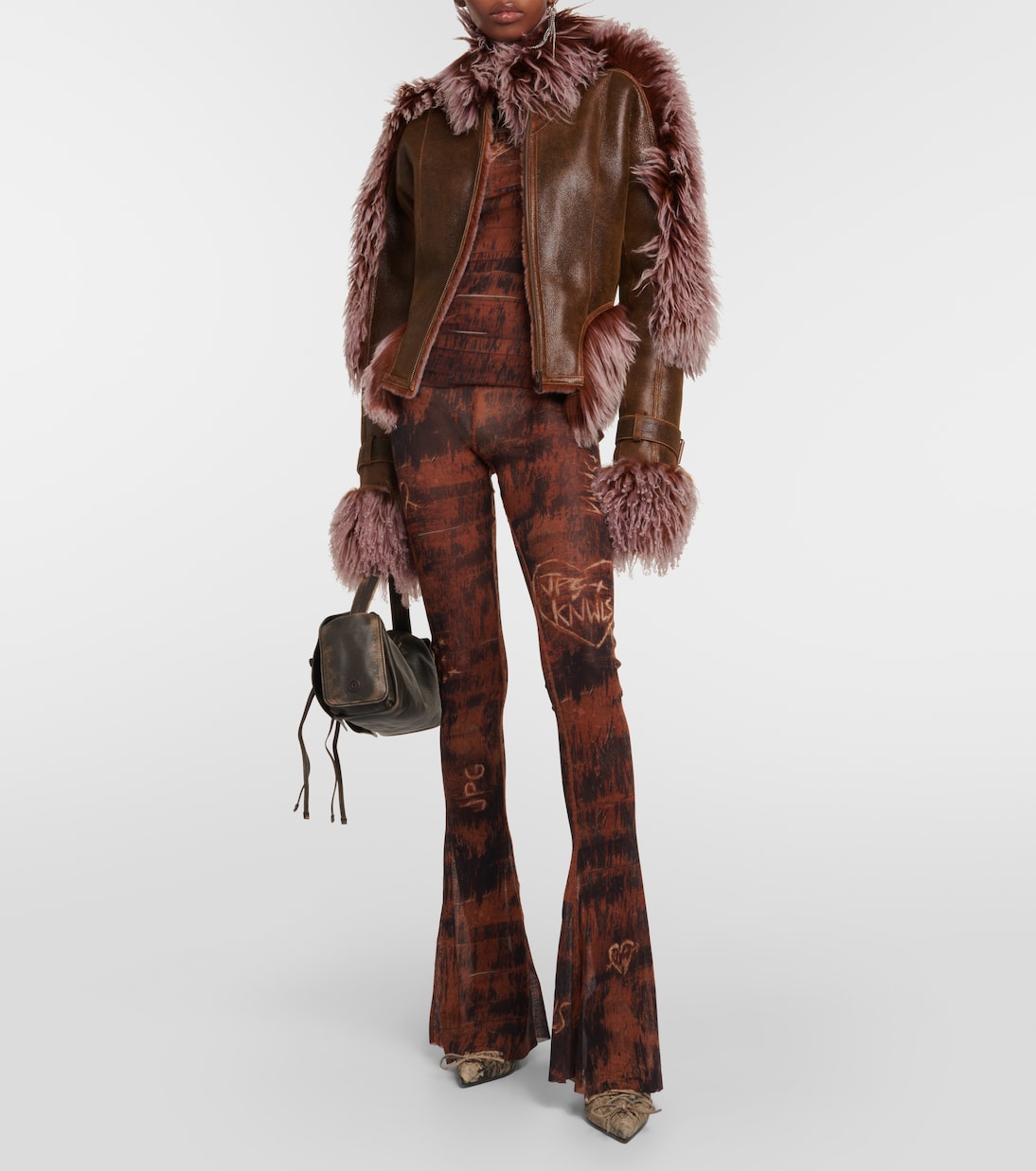 x KNWLS printed mesh high-neck top    | Jean Paul Gaultier