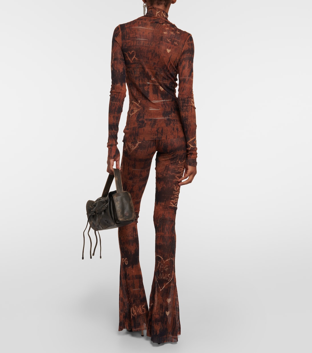 x KNWLS printed mesh high-neck top    | Jean Paul Gaultier