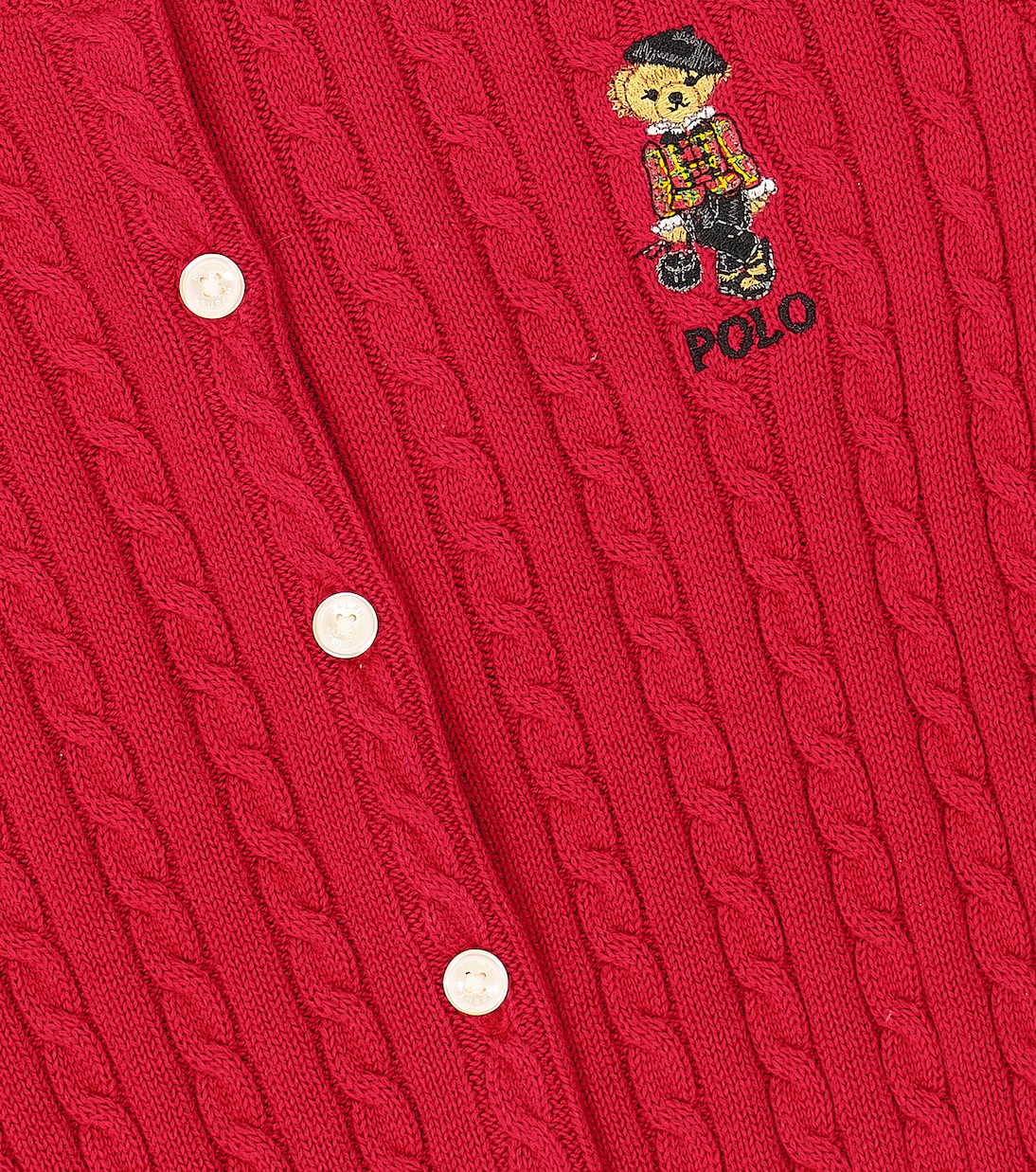Cárdigan Polo Bear de punto trenzado de algodón | Polo Ralph Lauren Kids