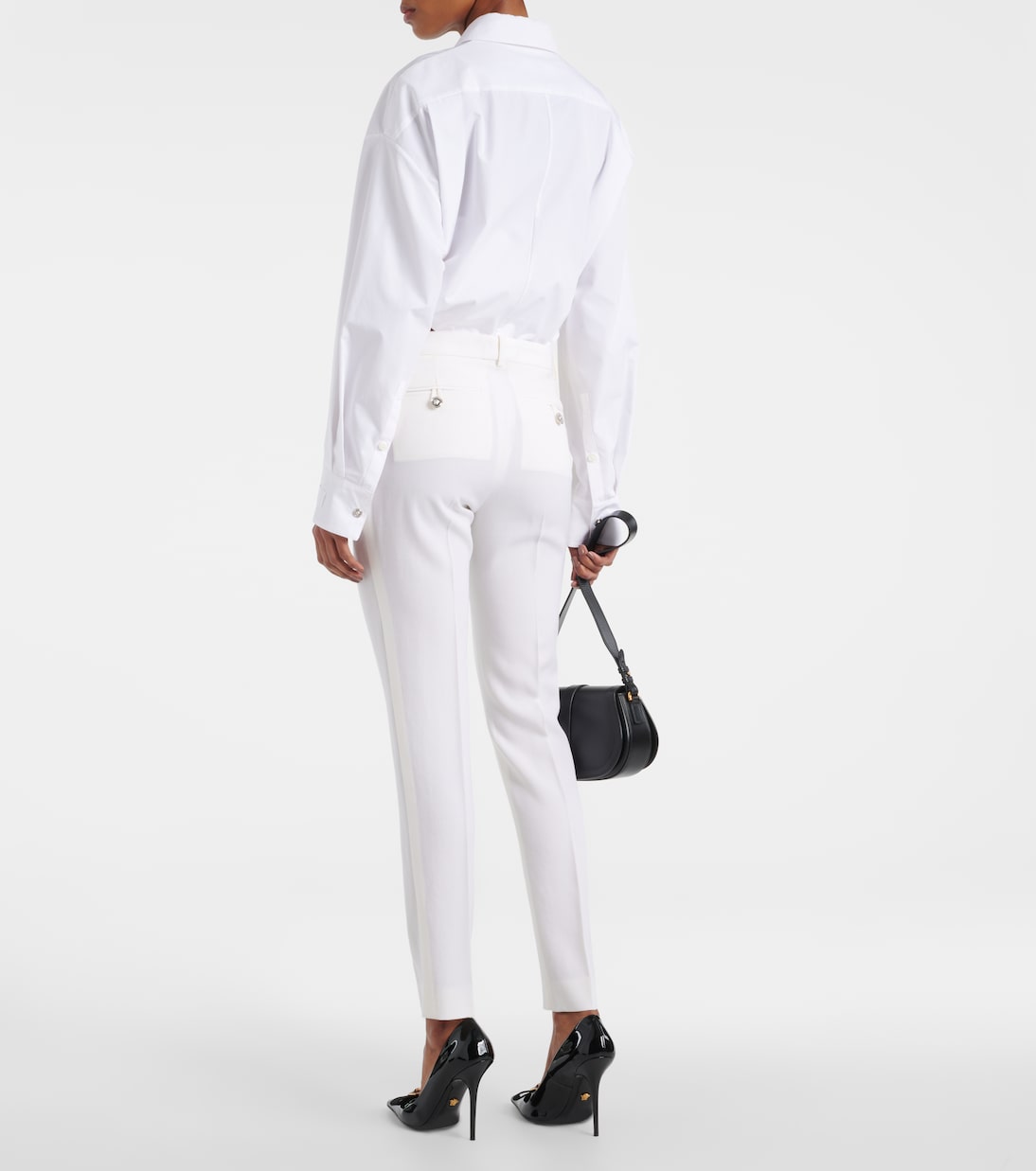 Pantaloni slim in lana a vita alta | Versace