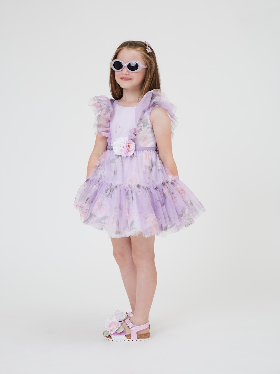 Abito in tulle con stampa floreale | Monnalisa