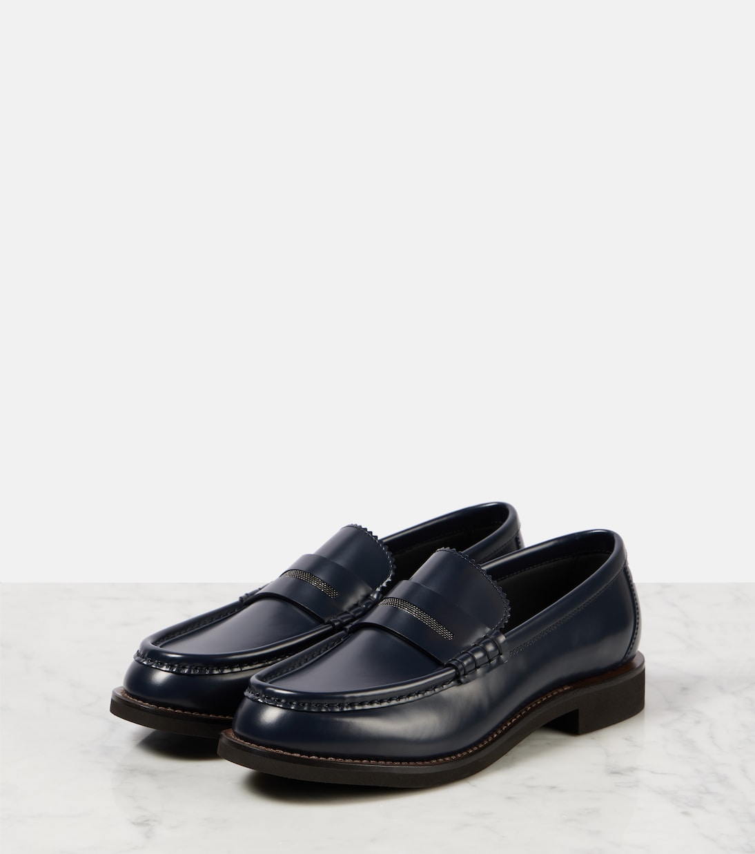 Mocassini in pelle con monili | Brunello Cucinelli