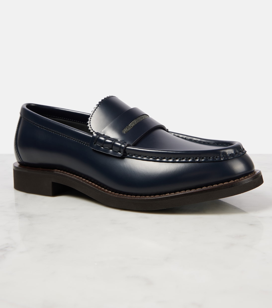 Mocassini in pelle con monili | Brunello Cucinelli