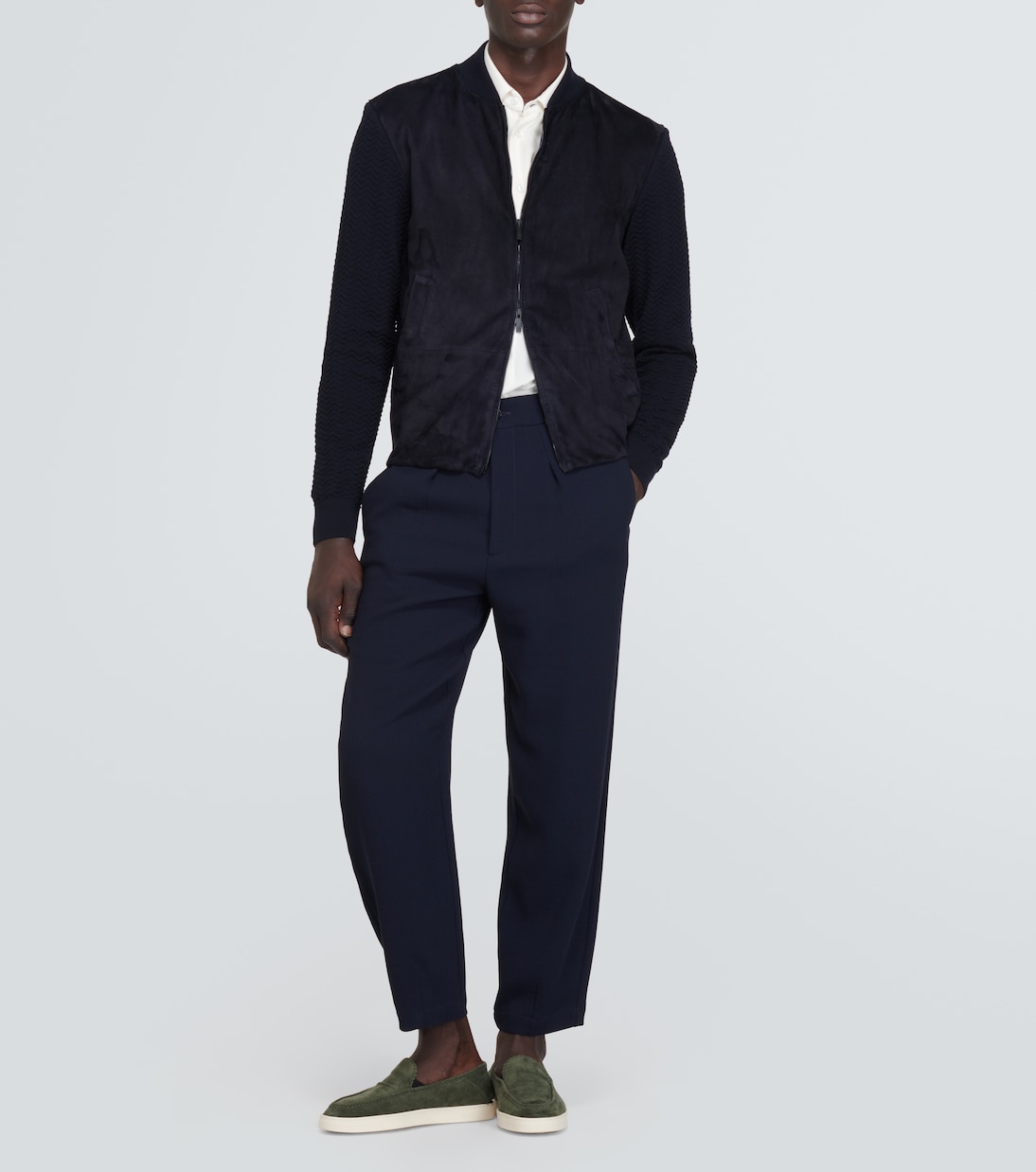 Pantalones rectos de mezcla de lana | Giorgio Armani