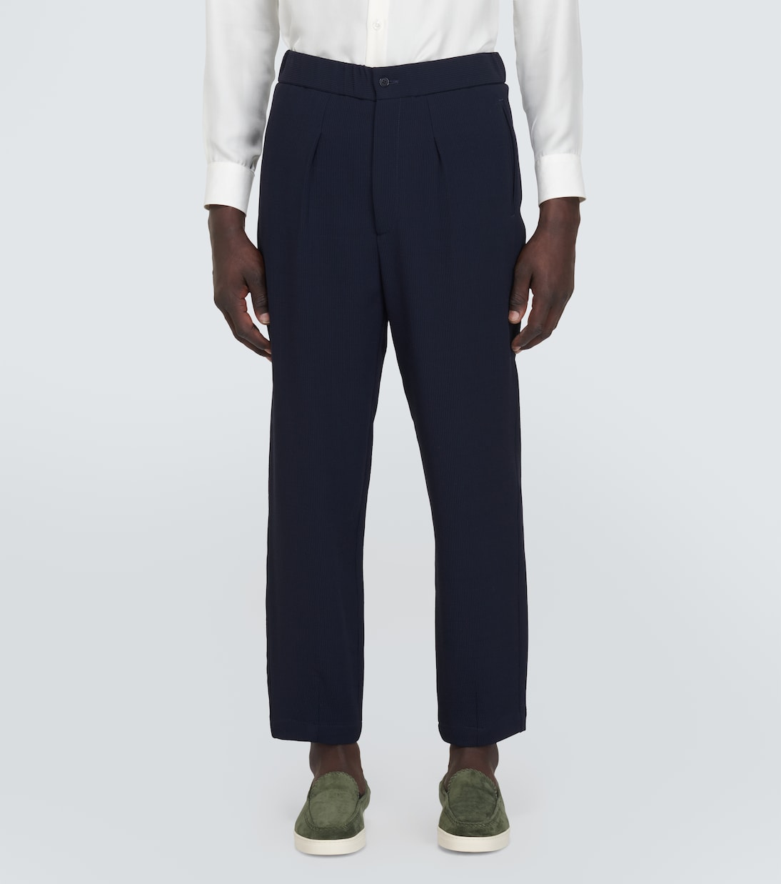 Pantalones rectos de mezcla de lana | Giorgio Armani