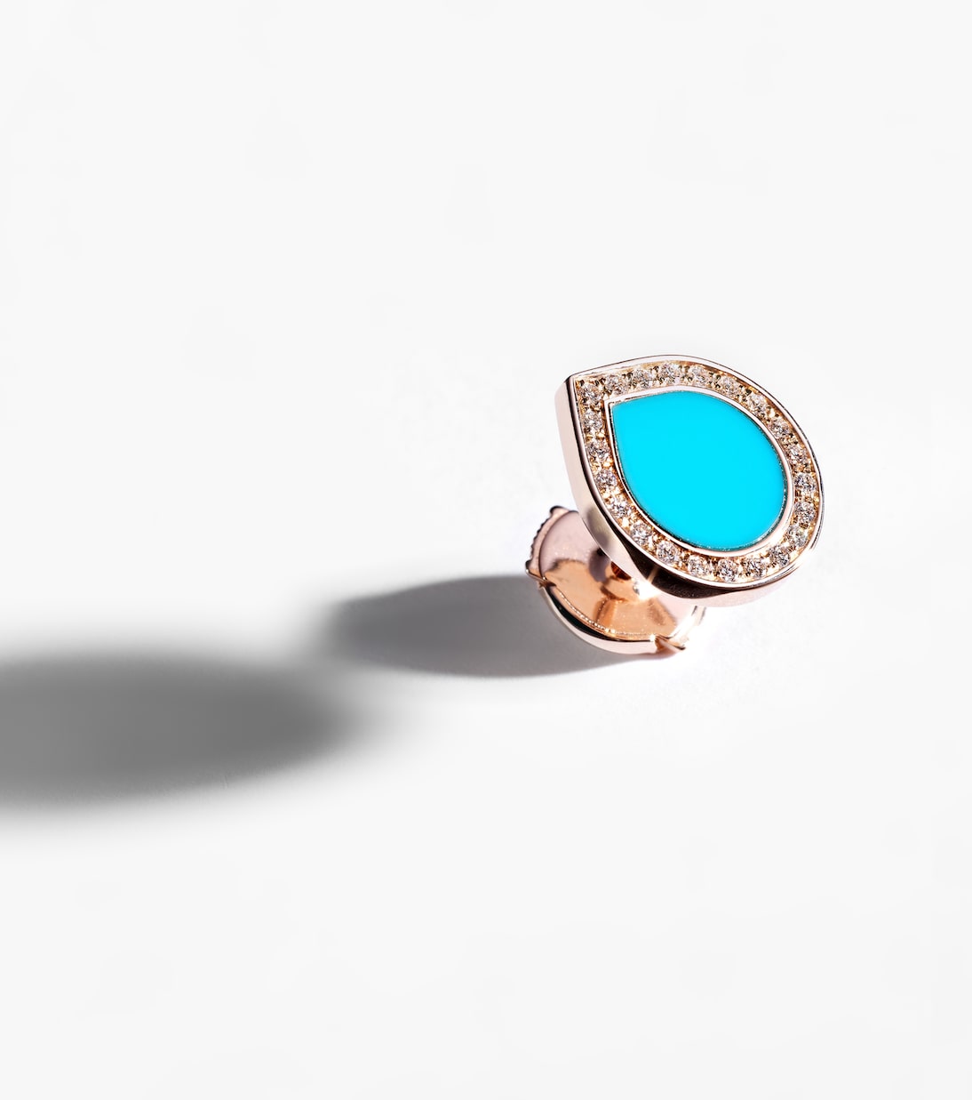 Boucle d'oreille unique Antifer en or rose 18 ct, turquoises et diamants | Repossi