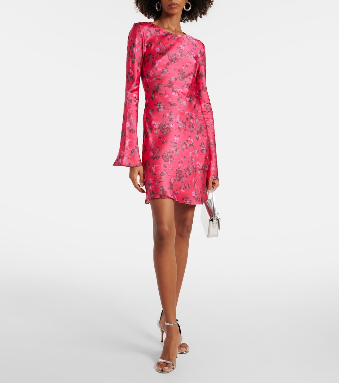 Robe en satin à fleurs | Ganni