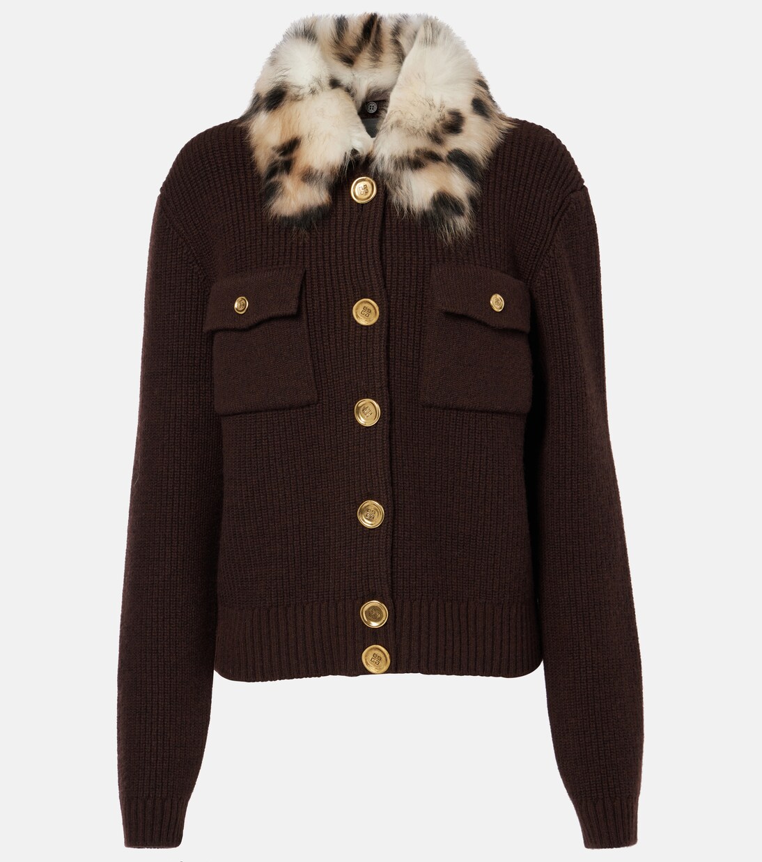 Shearling-trimmed wool and cashmere-blend cardigan | Givenchy