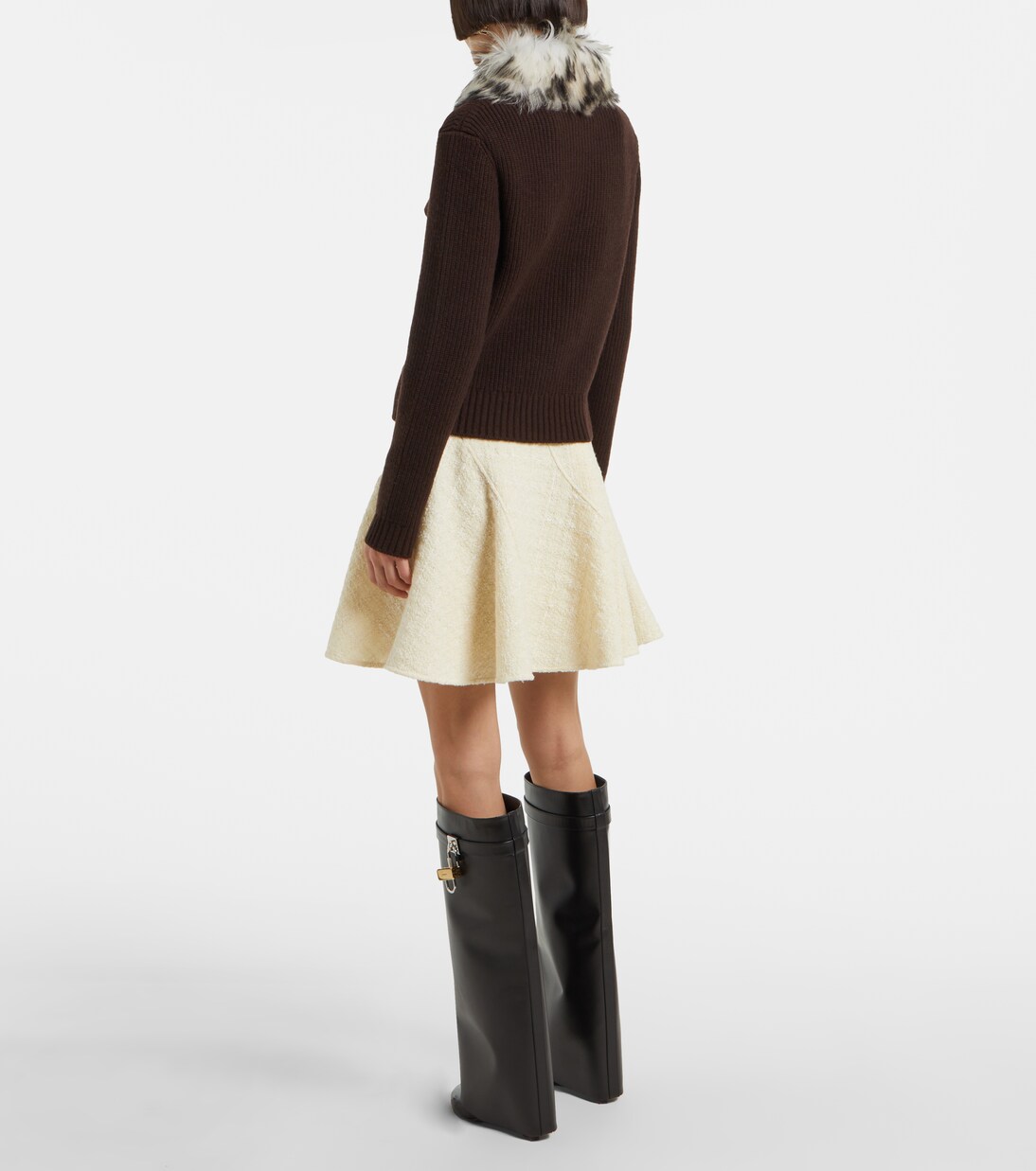 Shearling-trimmed wool and cashmere-blend cardigan | Givenchy