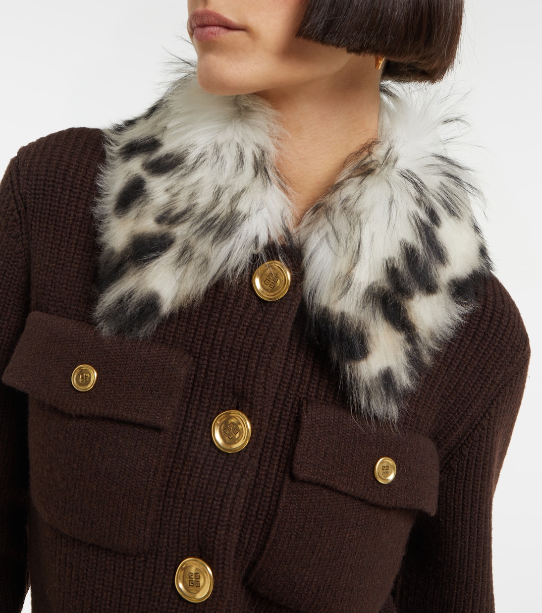 Shearling-trimmed wool and cashmere-blend cardigan | Givenchy