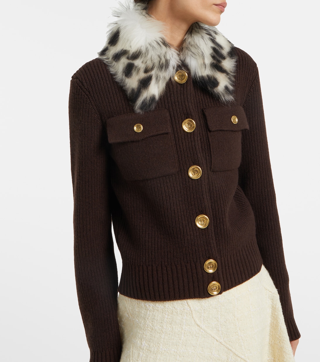 Shearling-trimmed wool and cashmere-blend cardigan | Givenchy