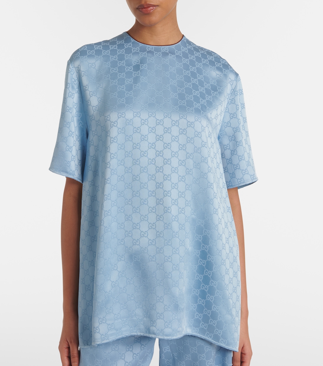 Top oversized de satén con GG | Gucci