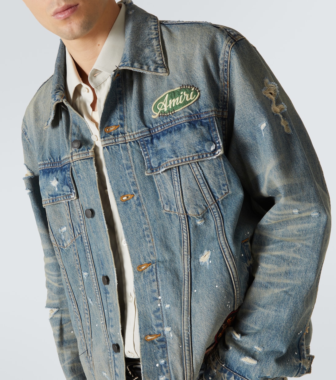 Vintage Pegasus distressed denim jacket | Amiri
