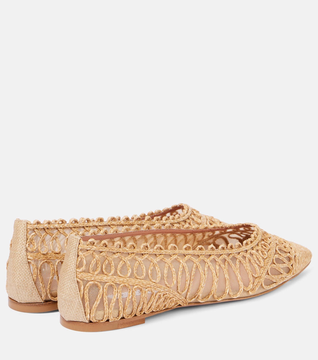 Kahlo raffia and mesh ballet flats | Aquazzura