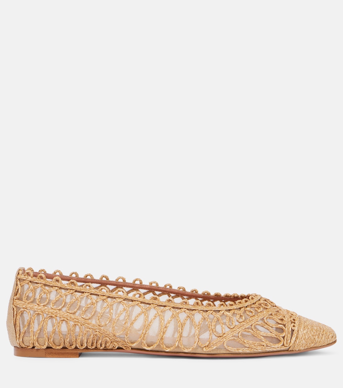 Kahlo raffia and mesh ballet flats | Aquazzura
