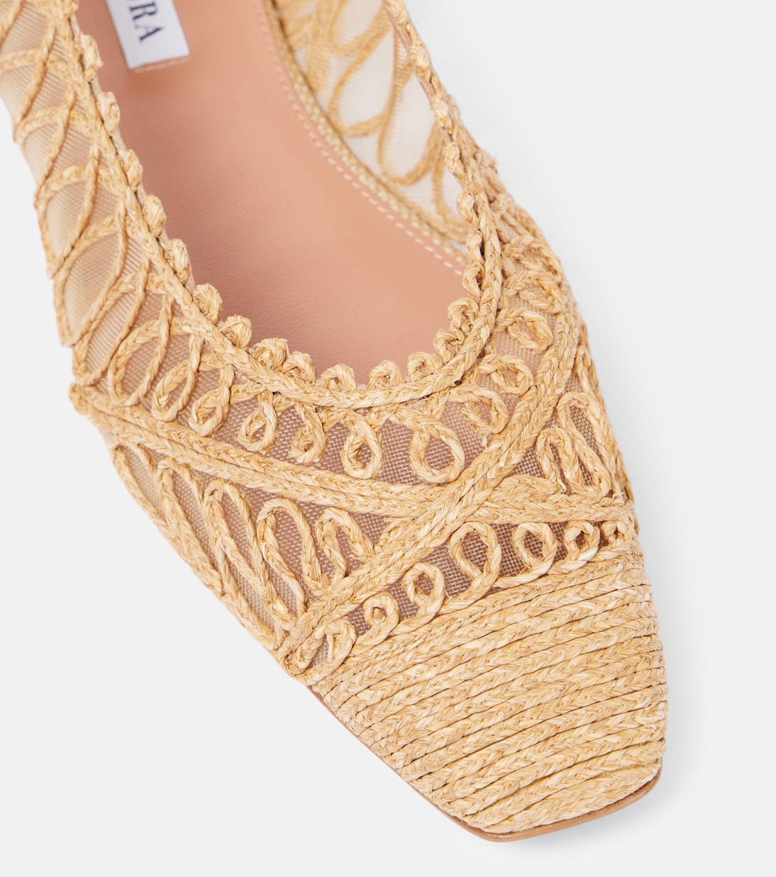 Kahlo raffia and mesh ballet flats | Aquazzura