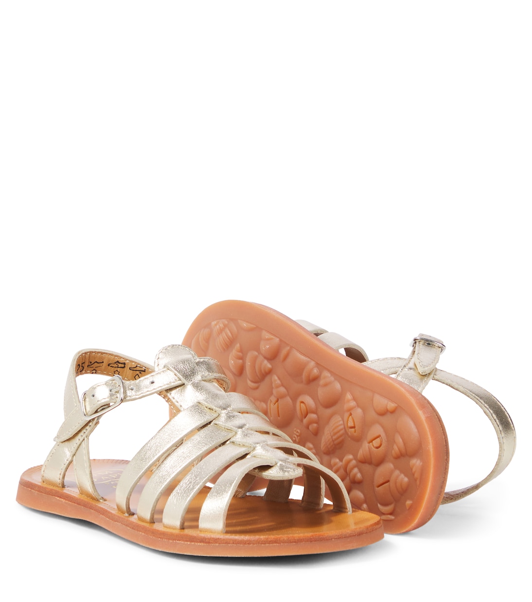 Sandalen Plagette Strap aus Metallic-Leder | Pom d'Api