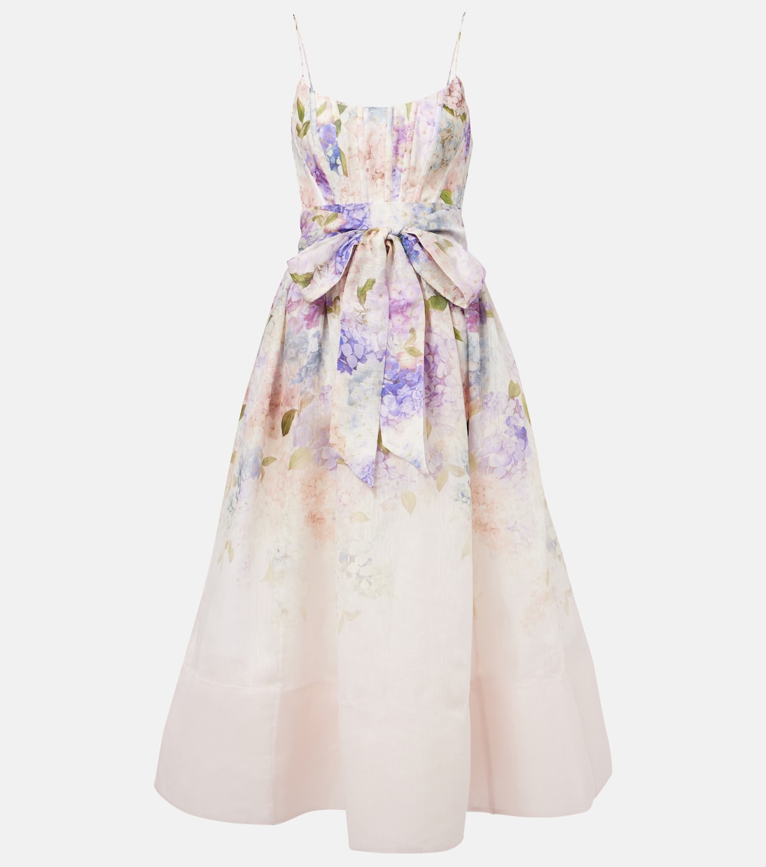 Robe Dawning en lin et soie à fleurs | Zimmermann
