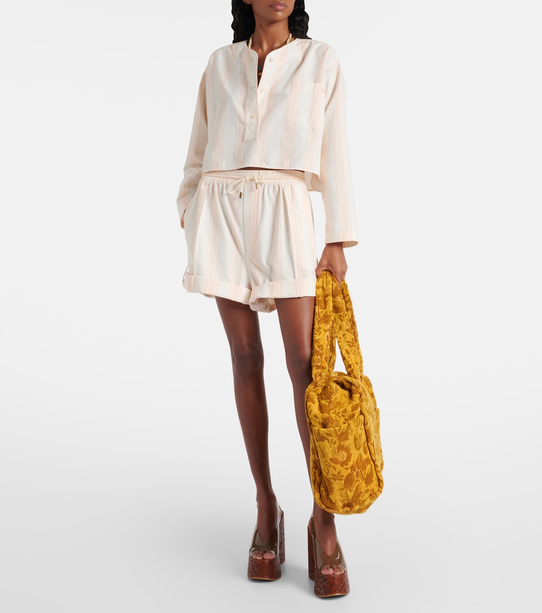 Top raccourci rayé en coton | Chloé