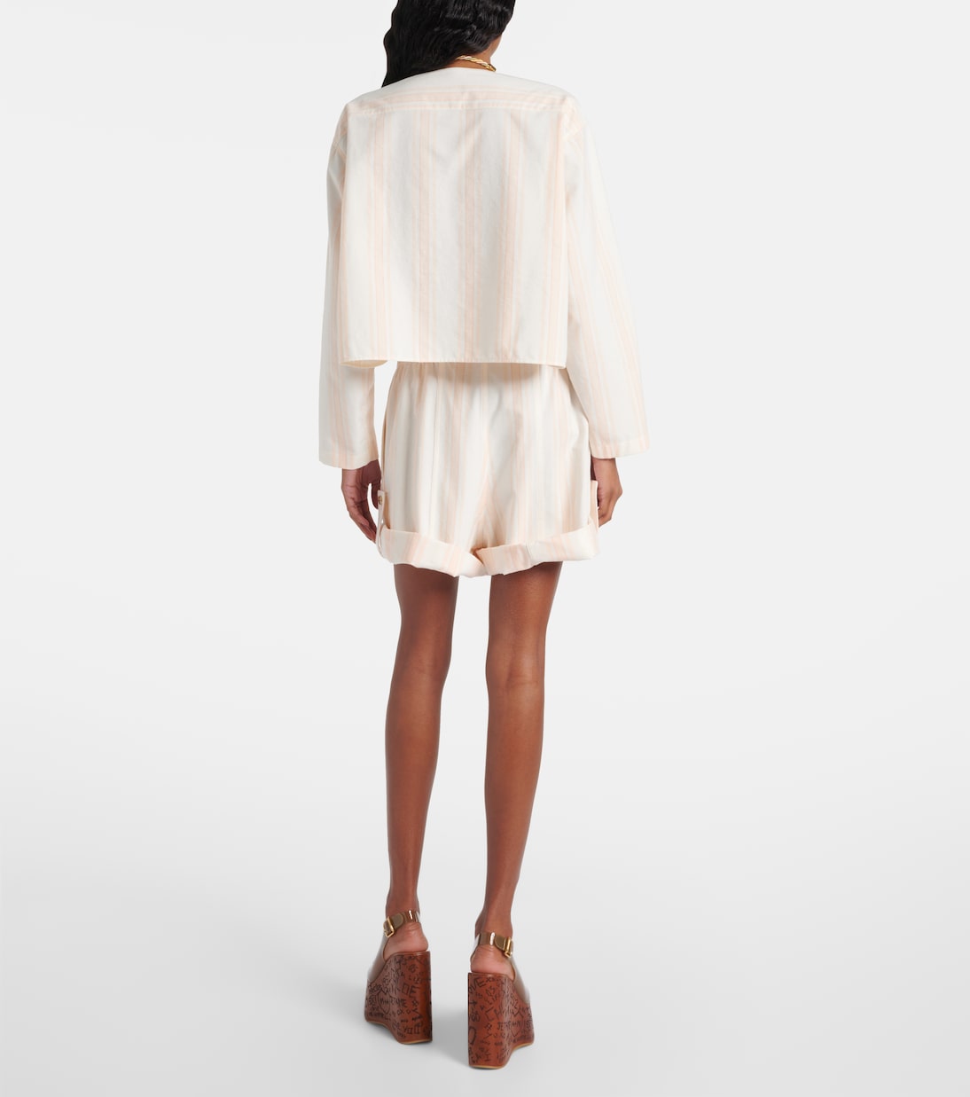 Top raccourci rayé en coton | Chloé