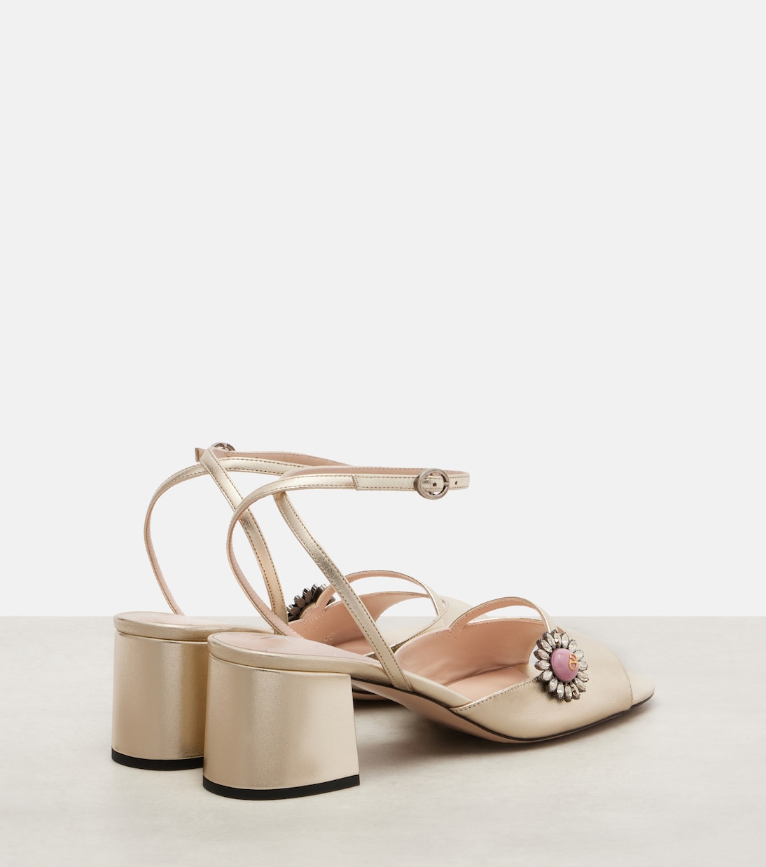 Daisy Jewel 55 metallic leather sandals | Valentino Garavani