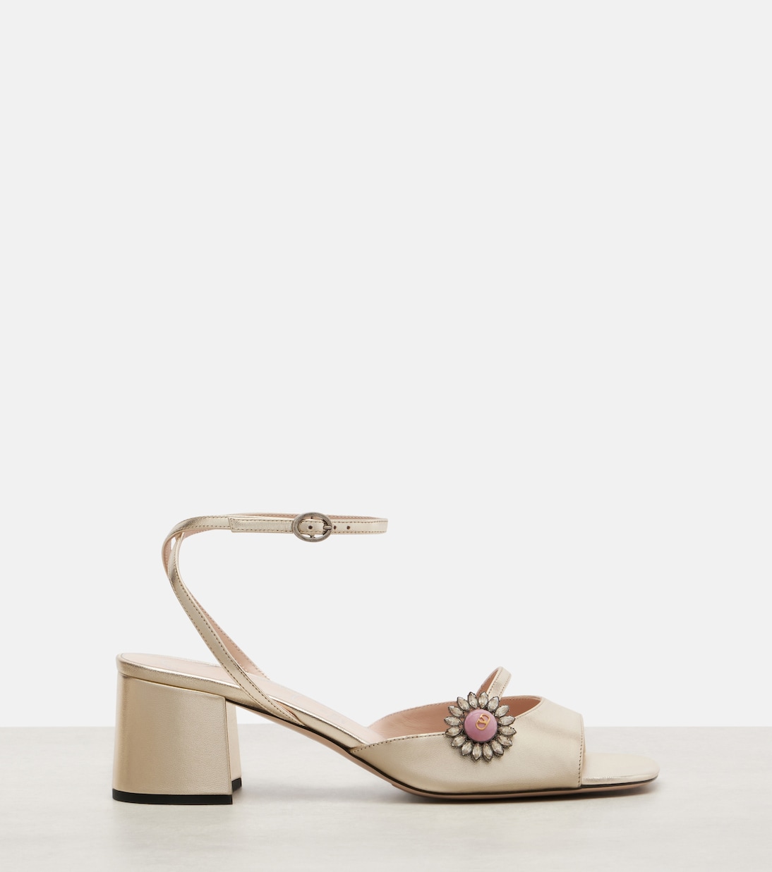 Daisy Jewel 55 metallic leather sandals | Valentino Garavani