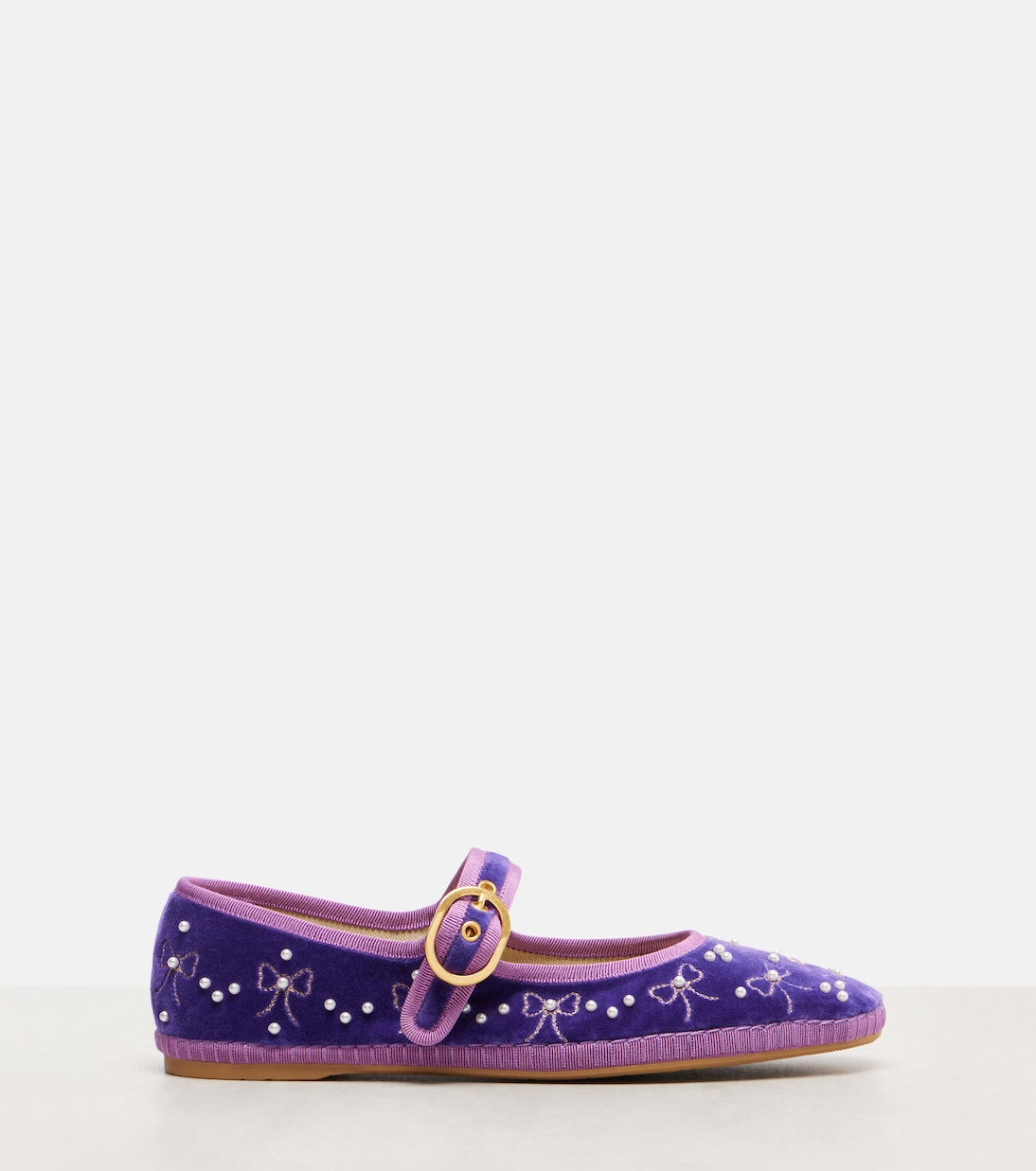 Verzierte Mary-Jane-Ballerinas Endouce aus Samt | Valentino Garavani