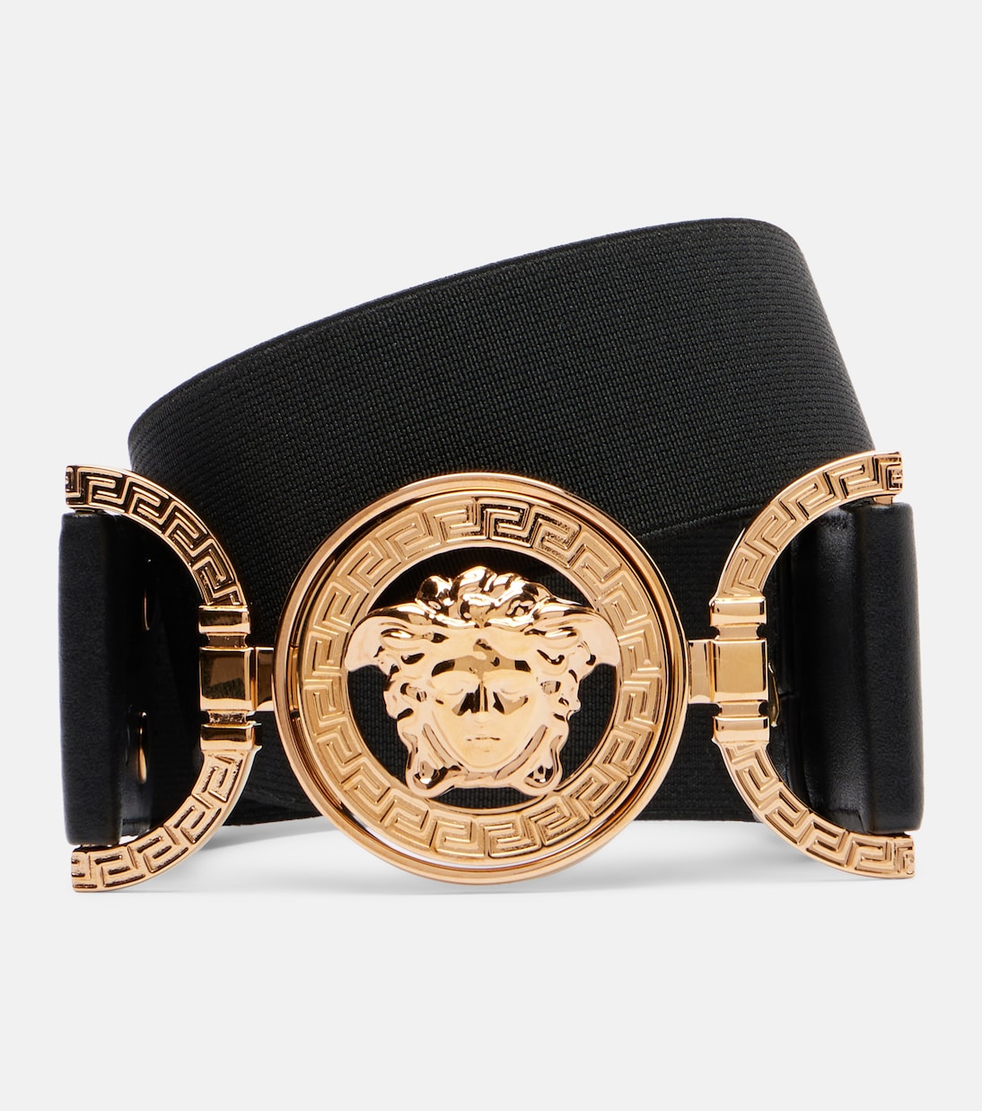 Medusa '95 leather-trimmed belt | Versace