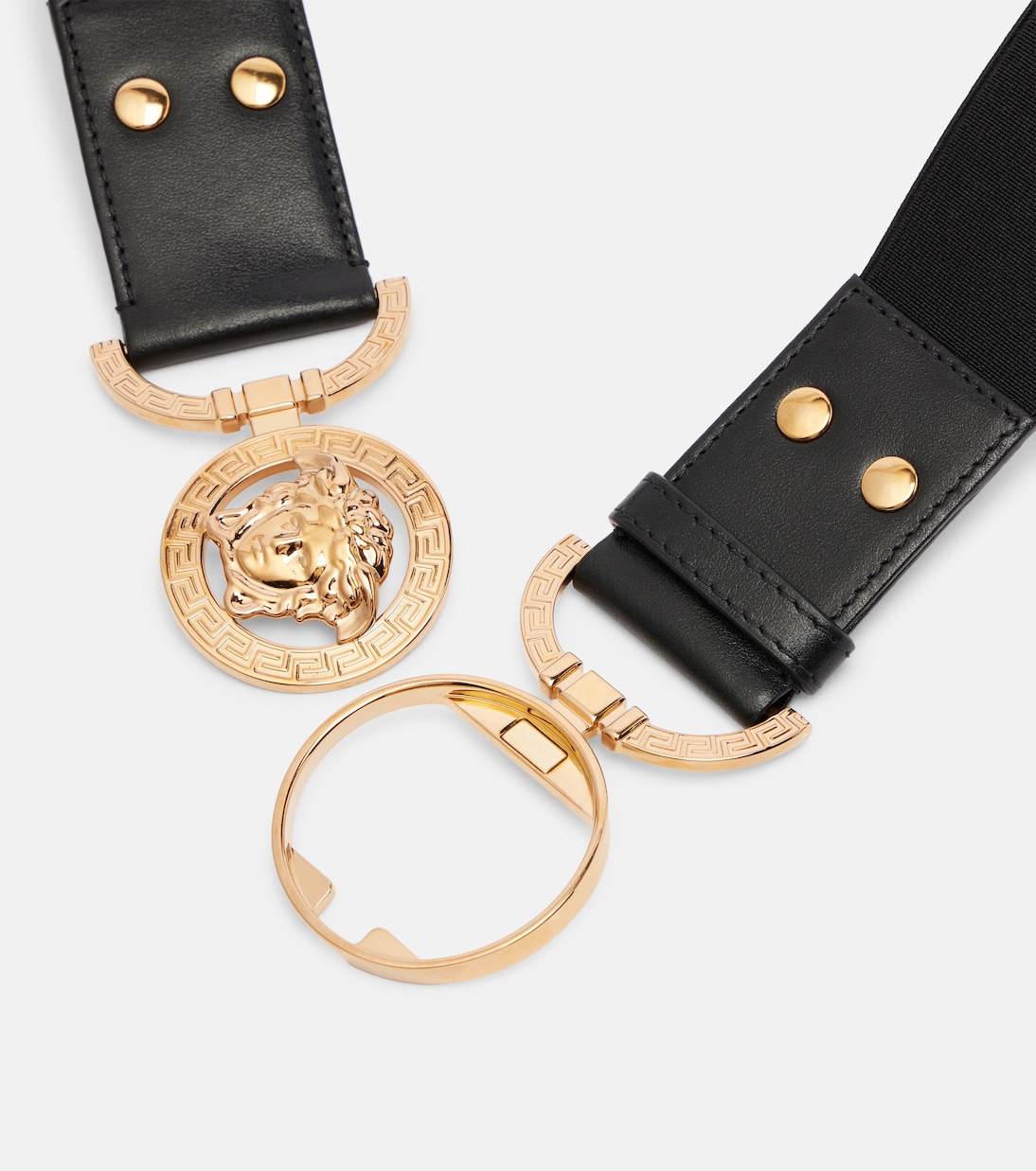 Medusa '95 leather-trimmed belt | Versace