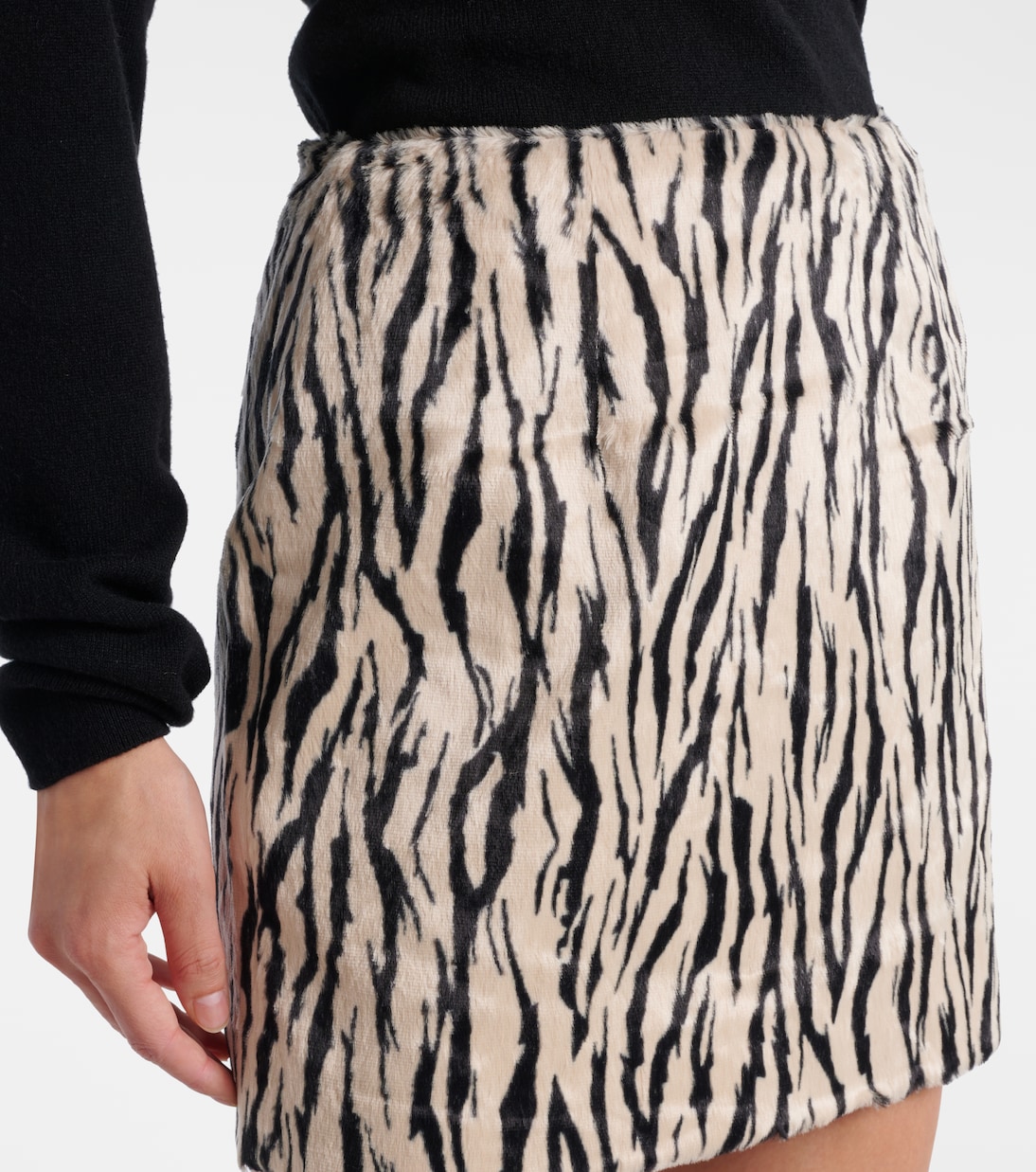 Printed faux fur miniskirt  | Rotate