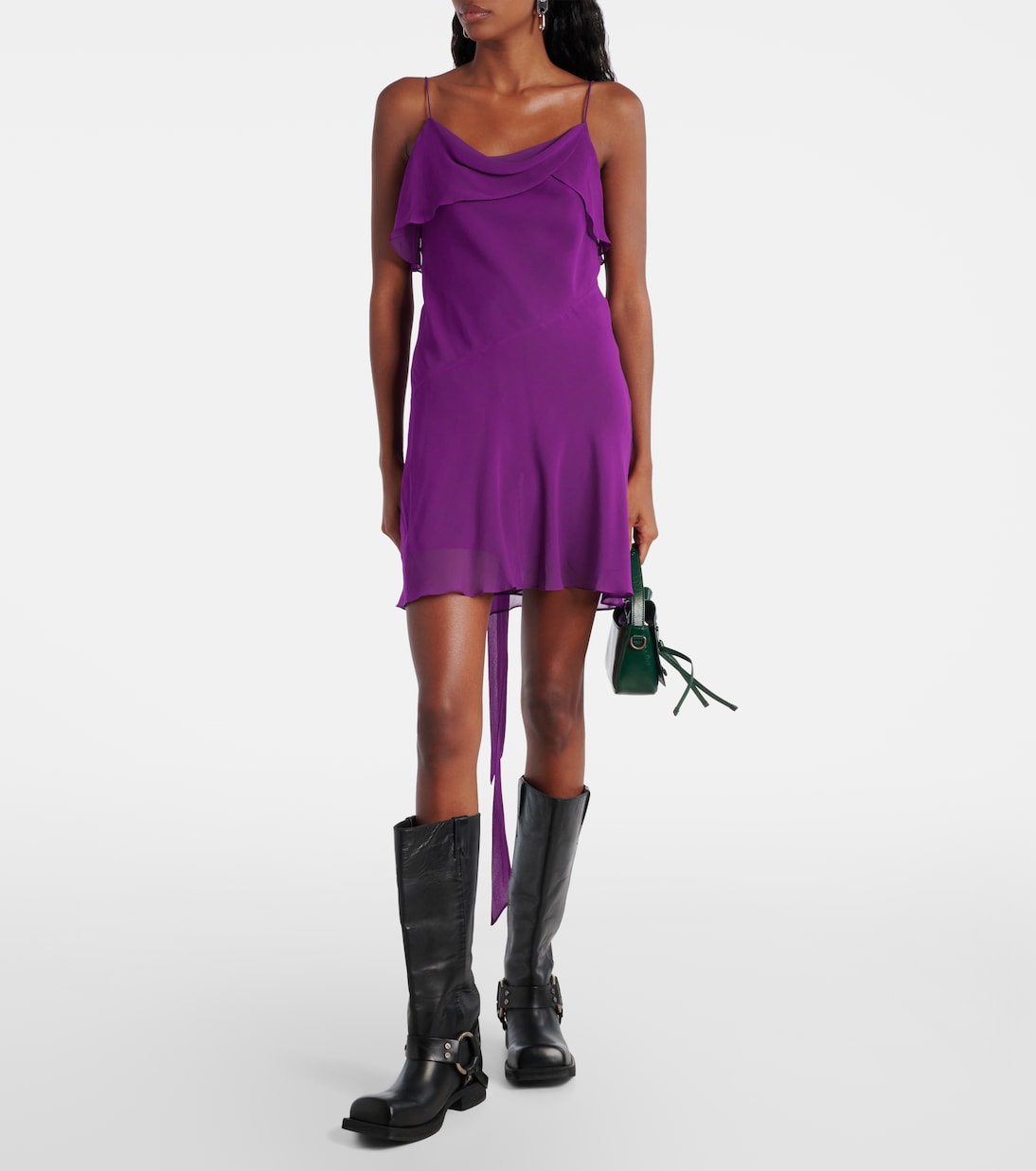 Draped sheer silk georgette minidress | Acne Studios