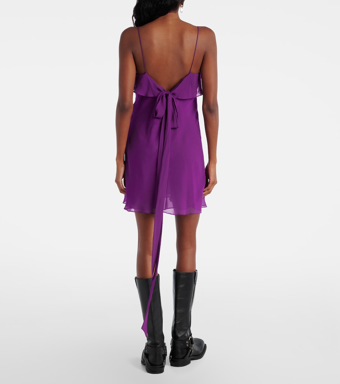 Draped sheer silk georgette minidress | Acne Studios