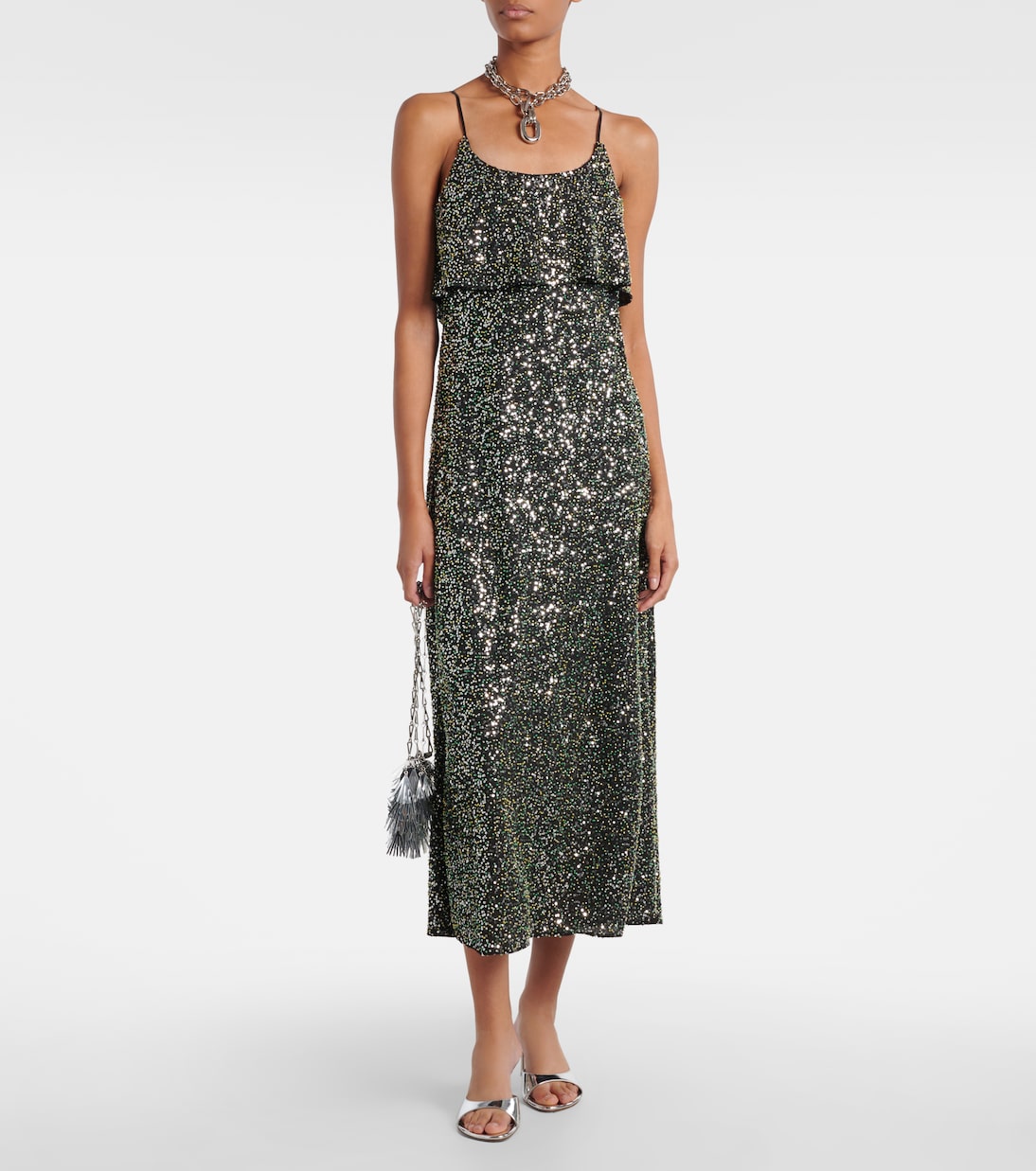 Embellished crêpe slip dress | Rabanne